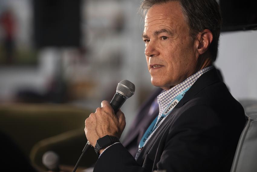 Sandi Villarreal, deputy editor for digital at Texas Monthly, moderates a panel with US Rep. Henry Cuellar, D-Laredo, and former speaker of the Texas House Joe Straus at The Texas Tribune Festival on Sept. 24, 2022 in Austin, TX.